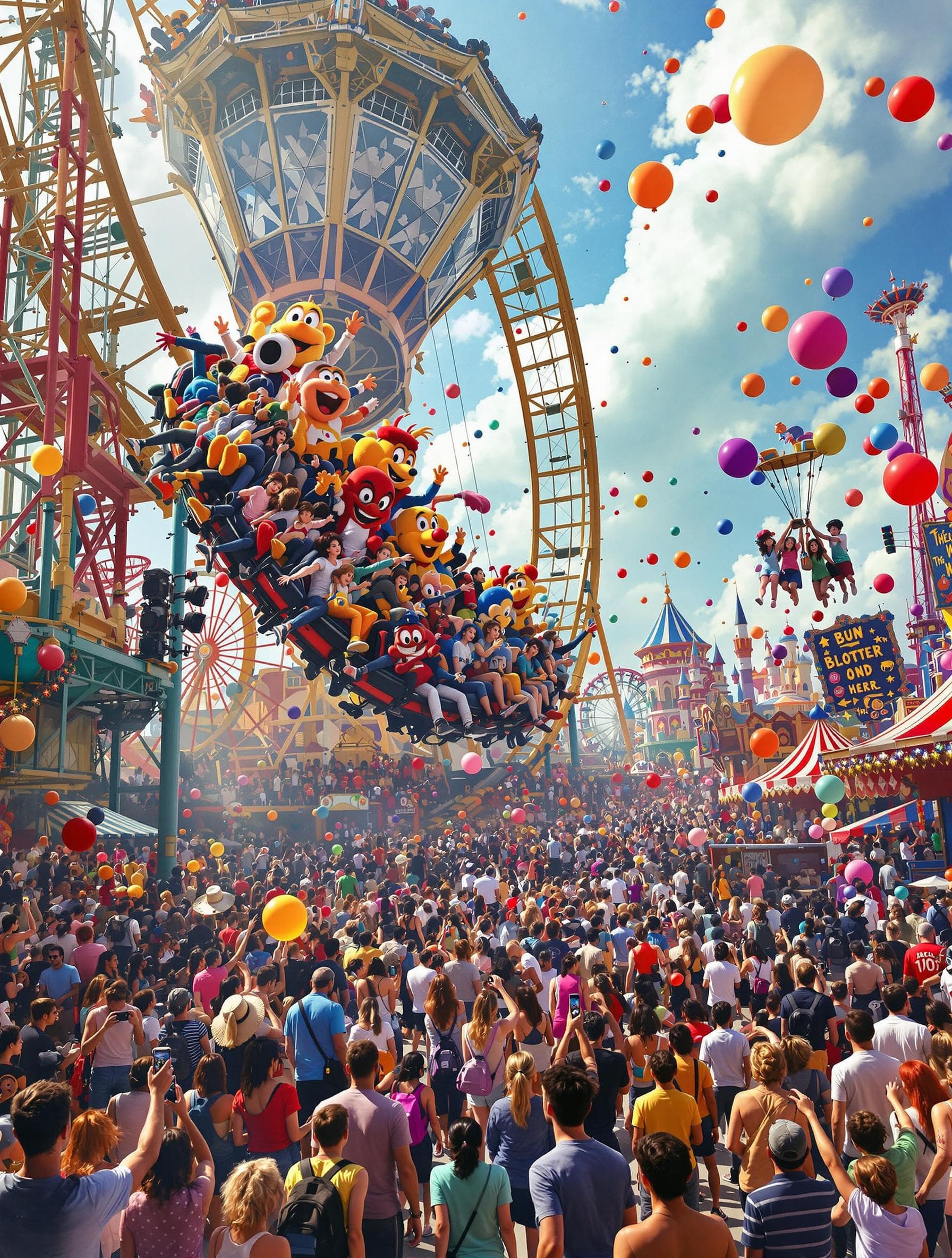 A busy theme park mi...
