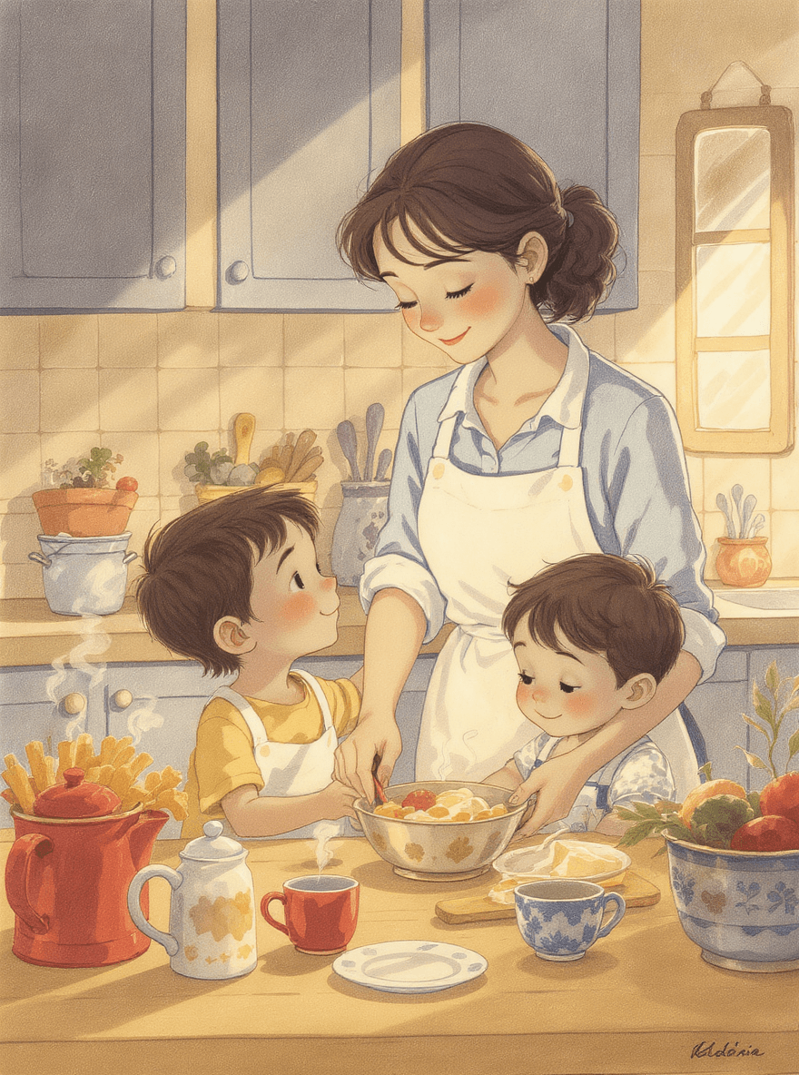 Mom in the kitchen w...